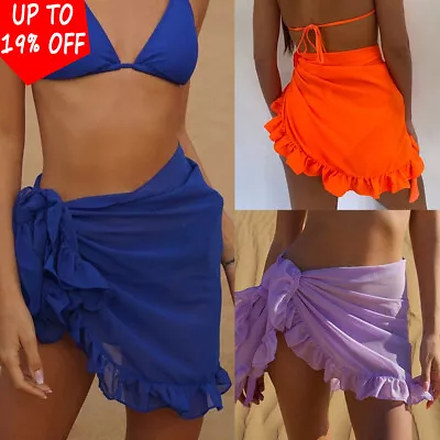 £5.52 • Buy Womens Bikini Cover Up Swimwear Mini Sarong Skirt Chiffon Summer Beach Dress