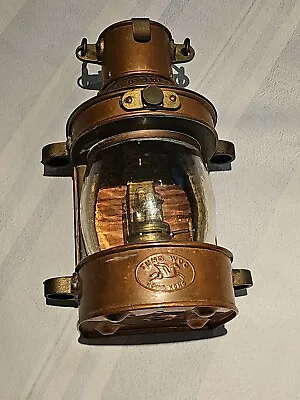 Vtg Tung Woo Masthead Copper Nautical Lantern Glass Reflector Lamp Free Shipping • $99