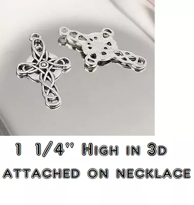 CELTIC IRISH KNOT CROSS Pendant 925 Sterling Silver 24  Necklace Women Men Gift • $17.88