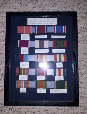 £9.99 • Buy Framed Ww2 Medal Ribbons Of Civil, Military And Campaign Awards 1939 - 1945
