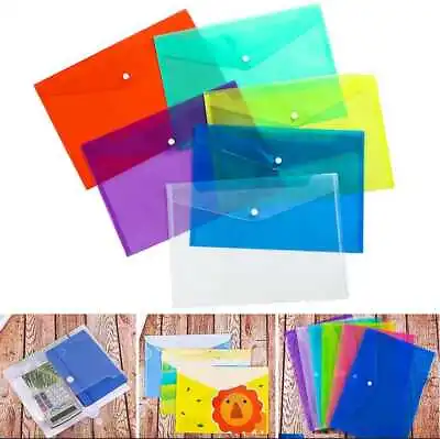A4 Plastic Wallets Stud Document Wallet Files Folders Filing School Office • £3.37