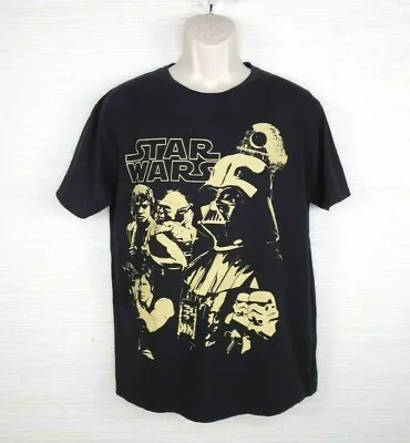 $17.78 • Buy Star Wars Empire Strikes Back Black Gold Graphic Tee T-shirt Large Vader Yoda 