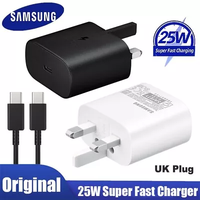 Genuine 25W Super Fast Charger Plug & Cable For Samsung Galaxy S21 S22 A52s S23 • £3.99