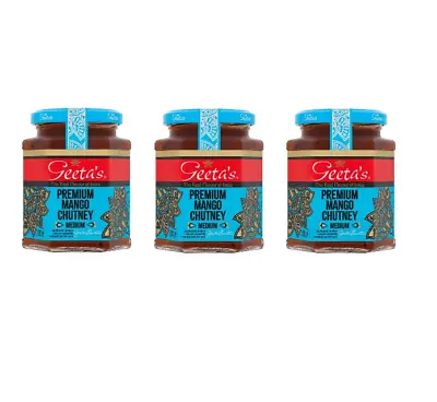 Mango Chutney Geeta's The Real Flavour Of India Premium Chutney Medium 220g X 3 • £8.98