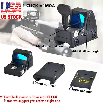 Mini   Red Dot Reflex Sight Scope 20mm Mount Glock 17 19 Pistol Rifle • $31.99