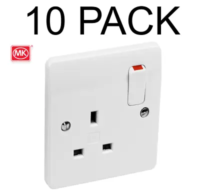 10 X MK Logic Plus Single Socket White 1 Gang 13amp NEW Joblot • £58