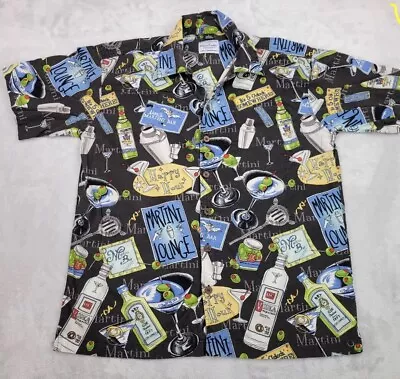 David Carey Shirt Mens XL Black Hawaiian Rayon Martini Bar Vodka • $23