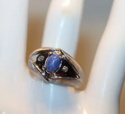 14k White Gold Lindy Star Sapphire (Created) & Diamond Ring • $399.99