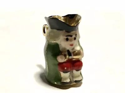 9ct GOLD VINTAGE TOBY JUG CHARM - ENAMELLED - Lon 1970 - V. RARE  .......... A41 • $287.95