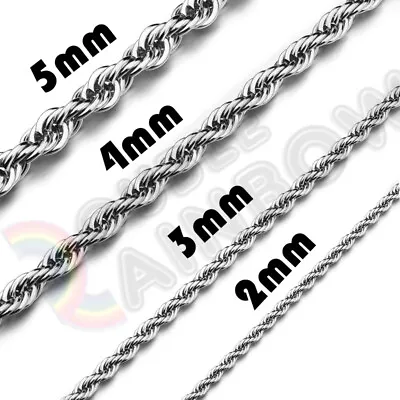 Men Women Stainless Steel Silver 2mm/3mm/4mm/5mm Rope Necklace Chain Link C11 • $7.23