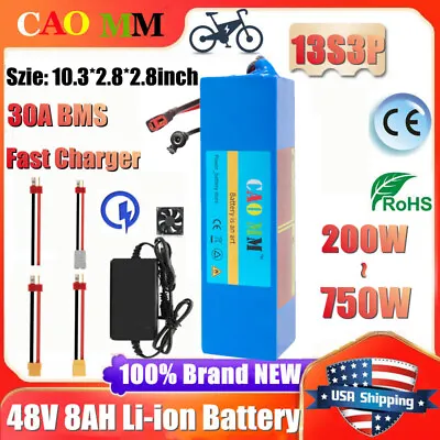 NEW 48V 8Ah Lithium Ebike Battery For 250W-750W Electric Bicycles Motor 30A BMS • $145.99