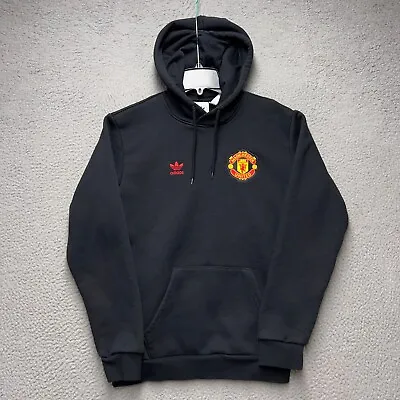 Manchester United Hoodie Mens Small Black Adidas Primegreen Pullover Sweatshirt • $34.95