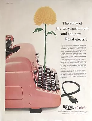 1955 Royal Electric Typewriter VTG 1950s 50s PRINT AD Chrysanthemum Key Touch • $11.77