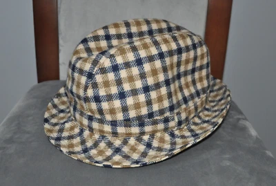 Aquascutum Vintage Men's Wool Classic Check Trilby Fedora Hat Cap Size M ~ 57 Cm • £84