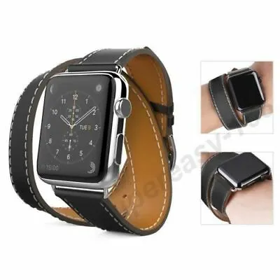 $18.99 • Buy Leather Single/Double Tour Strap Band For Apple Watch Series 7 6/5/4/3/2/1 SE AU