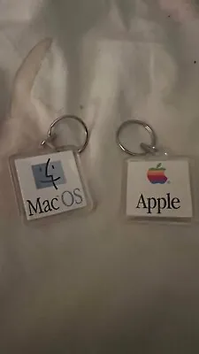 Vintage Apple MacOS Two Sided Keychain Smile Logo Rainbow Apple Logo  • $6