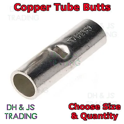 £2.49 • Buy Copper Tube Butt Terminals Connector All Sizes Battery Welding Cable Crimp Wire