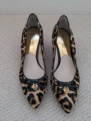 Michael Kors Leather Calf Hair Leopard Print Heels Sz 6.5 • $29