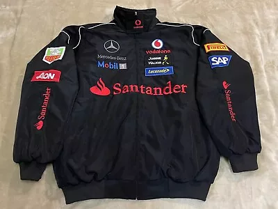 Adult F1 Vintage Racing Jacket Ebroidered Cotton Padded  Benz Jacket Black • $70