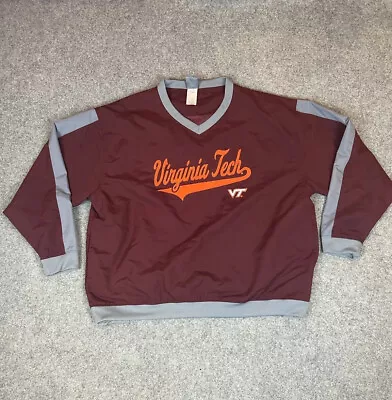 Virgina Tech Hokies Jacket Mens XL Red Orange Pullover Windbreaker VT Casual • $23.95