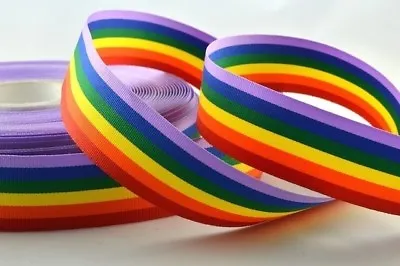 Rainbow / LGBT Grosgrain Satin Organza Ribbon Various Widths Lengths & Rolls • £0.99