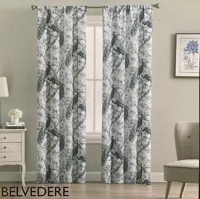 2 Laura Ashley Curtains Belvedere Peacock Curtain Panels 38” X 84” NEW • $42
