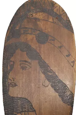 Antique Canoe Paddle Carved Lady Head Folk Art 35 In Camp Lodge 19th C Original  • $250