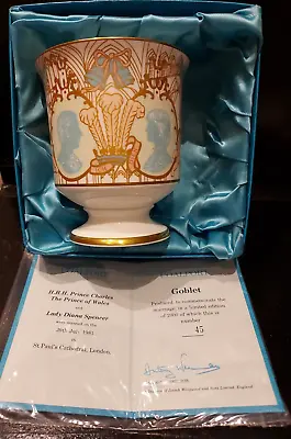 Coalport Royal Wedding Goblet Charles & Diana 1981 Certificate Lim Edition No 45 • £14.95