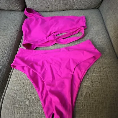 Zaful Forever Young Two Price Bathing Suit Hot Pink • $21.95