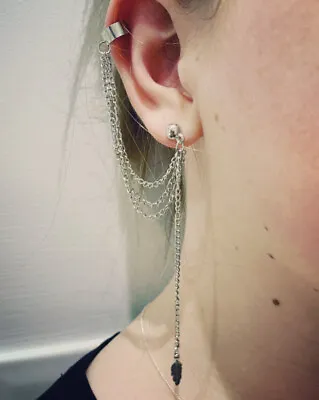Feather Earring With Ear Cuff And Chains • $6.15