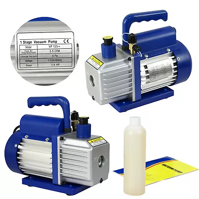 $62.58 • Buy Durable 3.5CFM Rotary Vane Vacuum Pump 1/4HP AC Air R410a R134 HVAC Low Noise