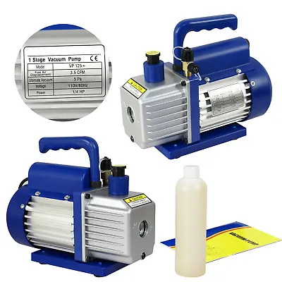 Durable 3.5CFM Rotary Vane Vacuum Pump 1/4HP AC Air R410a R134 HVAC Low Noise • $62.58