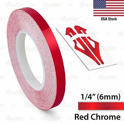 RED CHROME 1/4  PIN STRIPE Car Model Motorcycle Decal TAPE Vinyl Sticker 6mm • $8.95