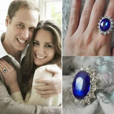 Kate & William Ring Replica Sapphire Blue Stone Engagement HALLOWEEN COSPLAY UK • £4.99