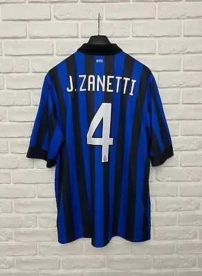 $170 • Buy Inter Milan Internazionale 2011 2012 Nike #4 Zanetti Home Soccer Jersey Size XL