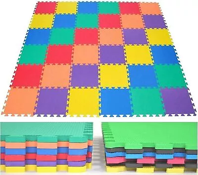 Large Soft Foam EVA Kids Floor Mat Jigsaw Tiles Interlocking Garden Play Mats • £7.44