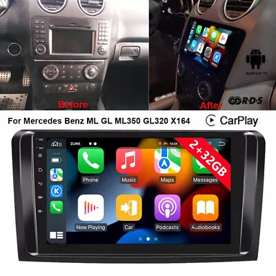 Car Radio Stereo For Mercedes Benz Ml Gl Ml350 Gl320 X164 GPS Carplay Android 12 • $150.57