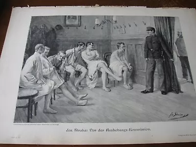 1898 Art Print - GERMAN MILITARY CONSCRIPTION COMMISSION Nude Male Doctor Exam • $39.99