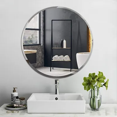 Wall Mounted Frameless Mirror Bathroom Bedroom Makeup Shaving Mirror No-Punching • £18.94