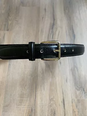 FLAW** BURBERRYS Black Mens Size 36 Made In USA Leather Belt Gold Hardware • $12.95