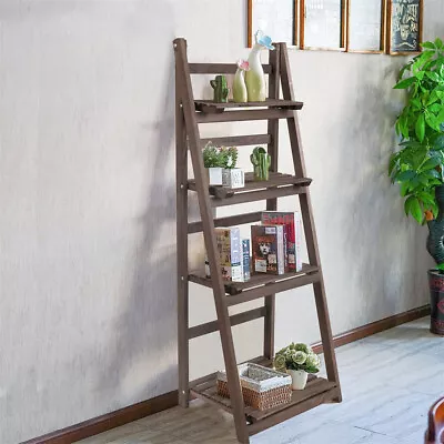 4 Tiers Foldable Corner Ladder Shelf Bookcase Display Storage Plant Stand Rack • $40.90