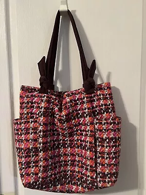 Vera Bradley Large Vera Tote Houndstooth Tweed Pink Brown Orange • $10