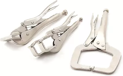 3Pc Locking Grip Welding Clamp Vise C-Clamp Sheet Metal Clamp Plier Tool Set • $33.99