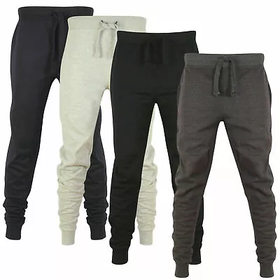 Men's Slim Fit Tracksuit Bottoms Skinny Joggers Pants Trousers • £9.99
