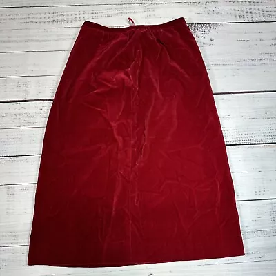 Vtg Koret Of California Red Velvet Skirt A-Line Midi Elastic Waist Sz 11/12 NWT • $25.49