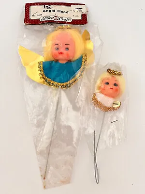 NOS Vtg 60s Lot Of 2 Angel Head Craft Pick Blonde Hair Wings Halo • $24.99