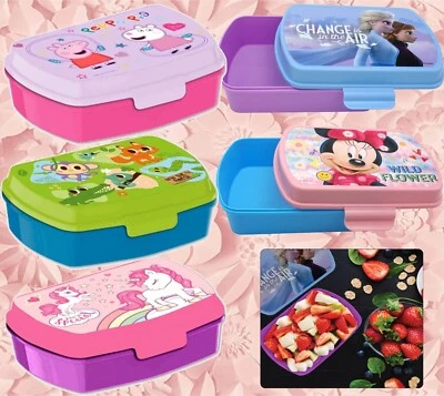 Plastic Girls Lunch Box BPA Free Food Container Box School & Picnic Snack Box • £6.99