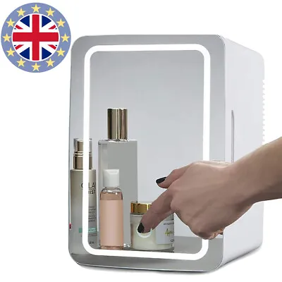 8L Mini Fridge With LED Light Mirror Portable Cooler&Warmer Skincare Makeup Gift • £39.99