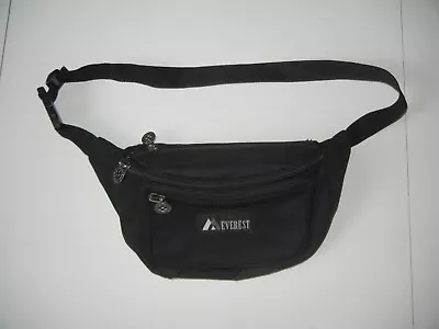 EVEREST All-Black Bigger Sized LARGE FANNY PACK Travel Gym Hike Gear Waist Bag • $17.99