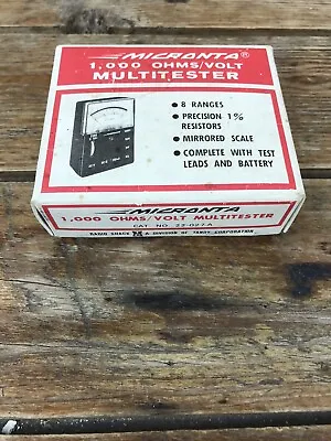 Vintage Radio Shack Tandy Micronta 1000 OHMS/VOLT Multitester #22-027A W/Box • $16.99